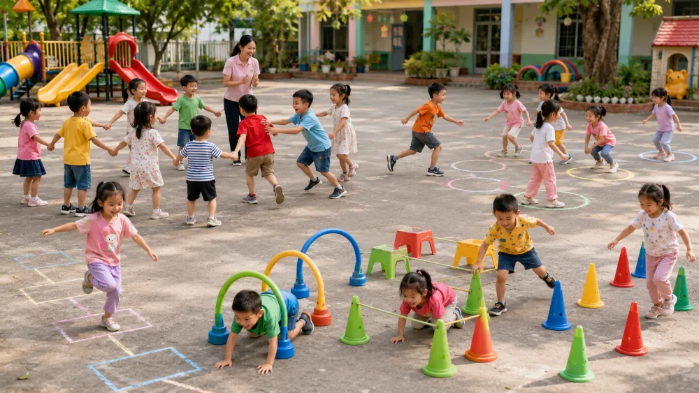Trò chơi vận động ngoài trời cho trẻ mầm non