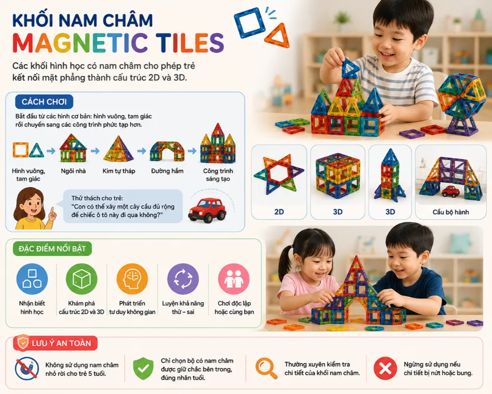 Khối nam châm Magnetic Tiles