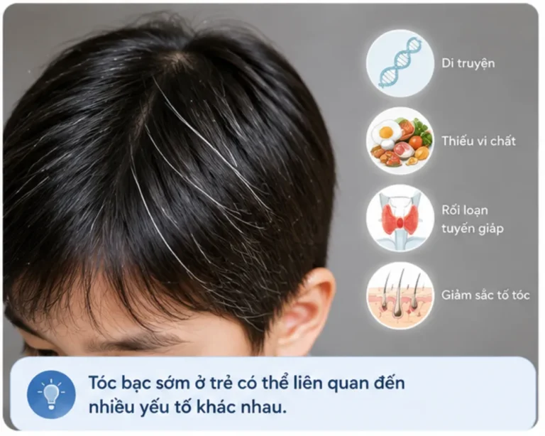 Tóc bạc sớm ở trẻ có thể liên quan đến nhiều yếu tố khác nhau. 
