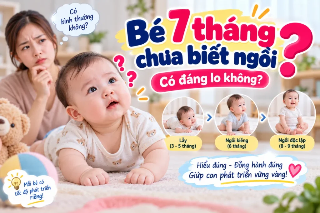 Bé 7 tháng chưa biết ngồi
