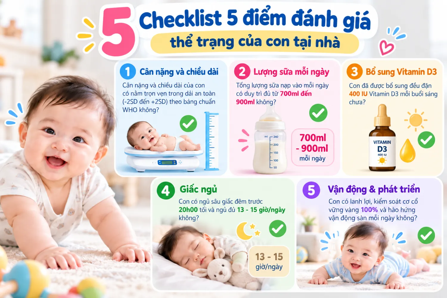 Checklist 5 điểm đánh giá thể trạng của con tại nhà