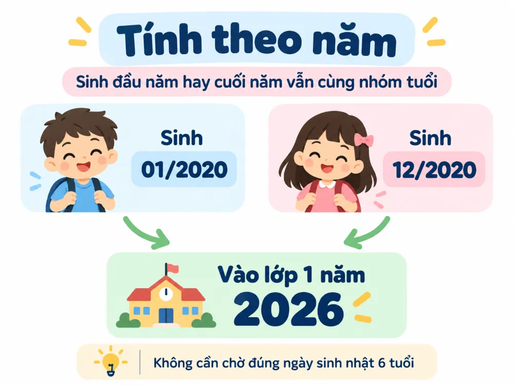Cách tính tuổi vào lớp 1 theo năm