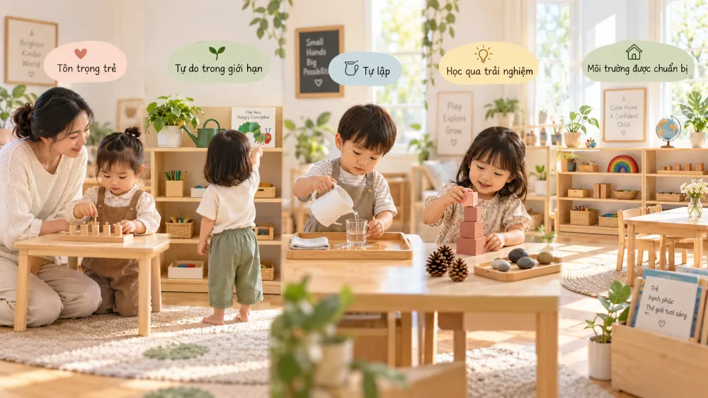 5 nguyên tắc cốt lõi của phương pháp Montessori