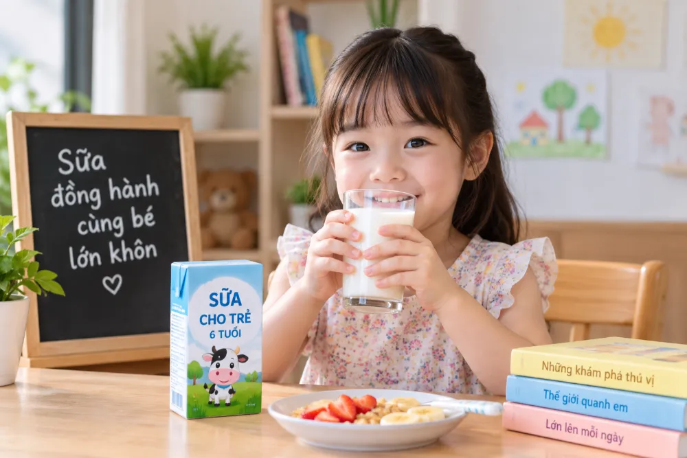 trẻ 6 - 7 tuổi sử dụng 4,5 đơn vị sữa và chế phẩm sữa mỗi ngày