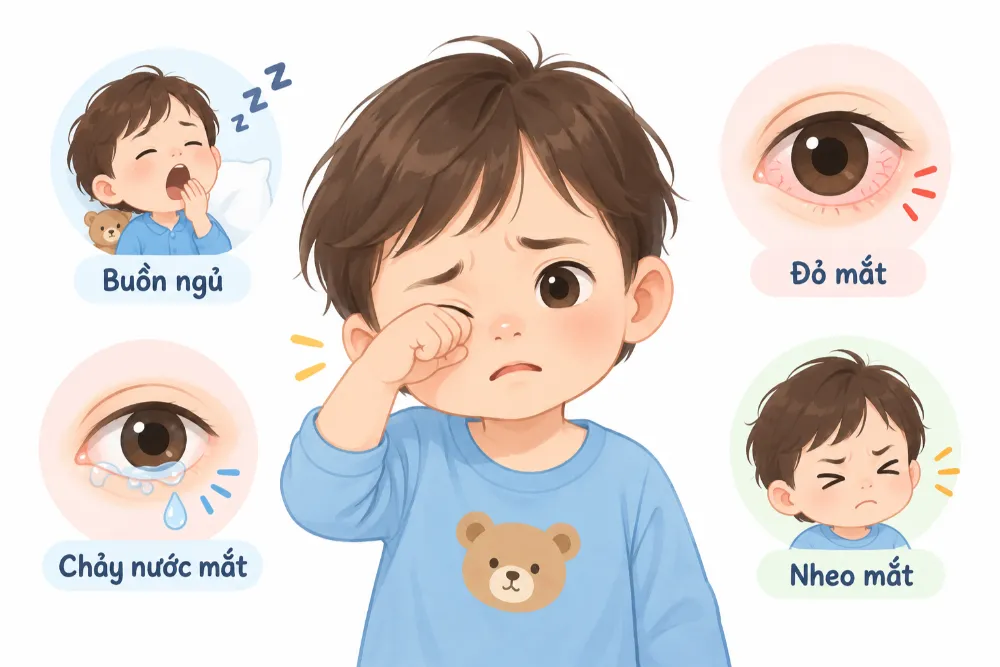 Quan sát các biểu hiện đi kèm giúp cha mẹ định hướng nguyên nhân khiến trẻ thường xuyên dụi mắt.