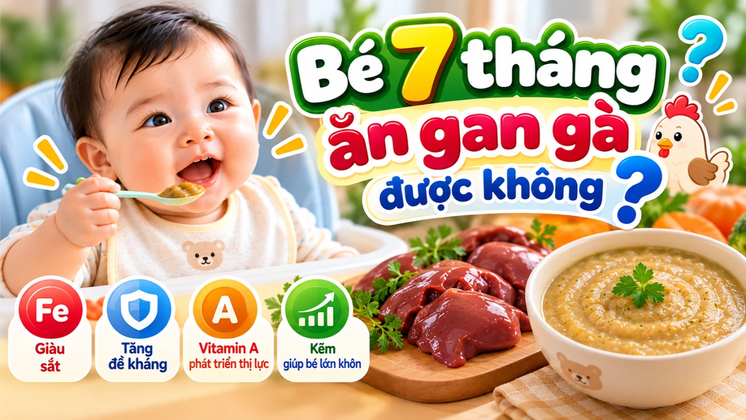 Bé 7 tháng ăn gan gà được không
