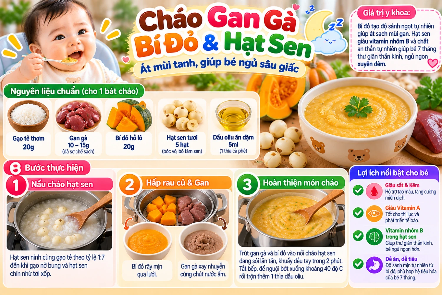 Cháo Gan Gà Bí Đỏ & Hạt Sen