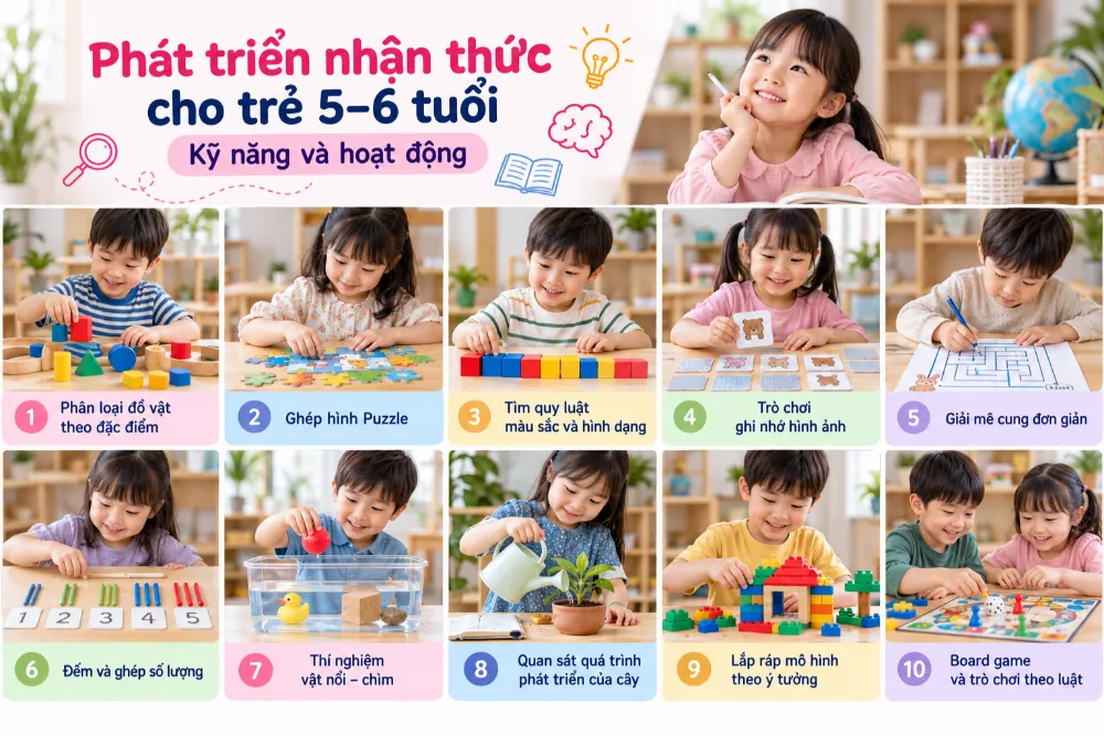 10 Hoạt động phát triển nhận thức cho trẻ 5-6 tuổi